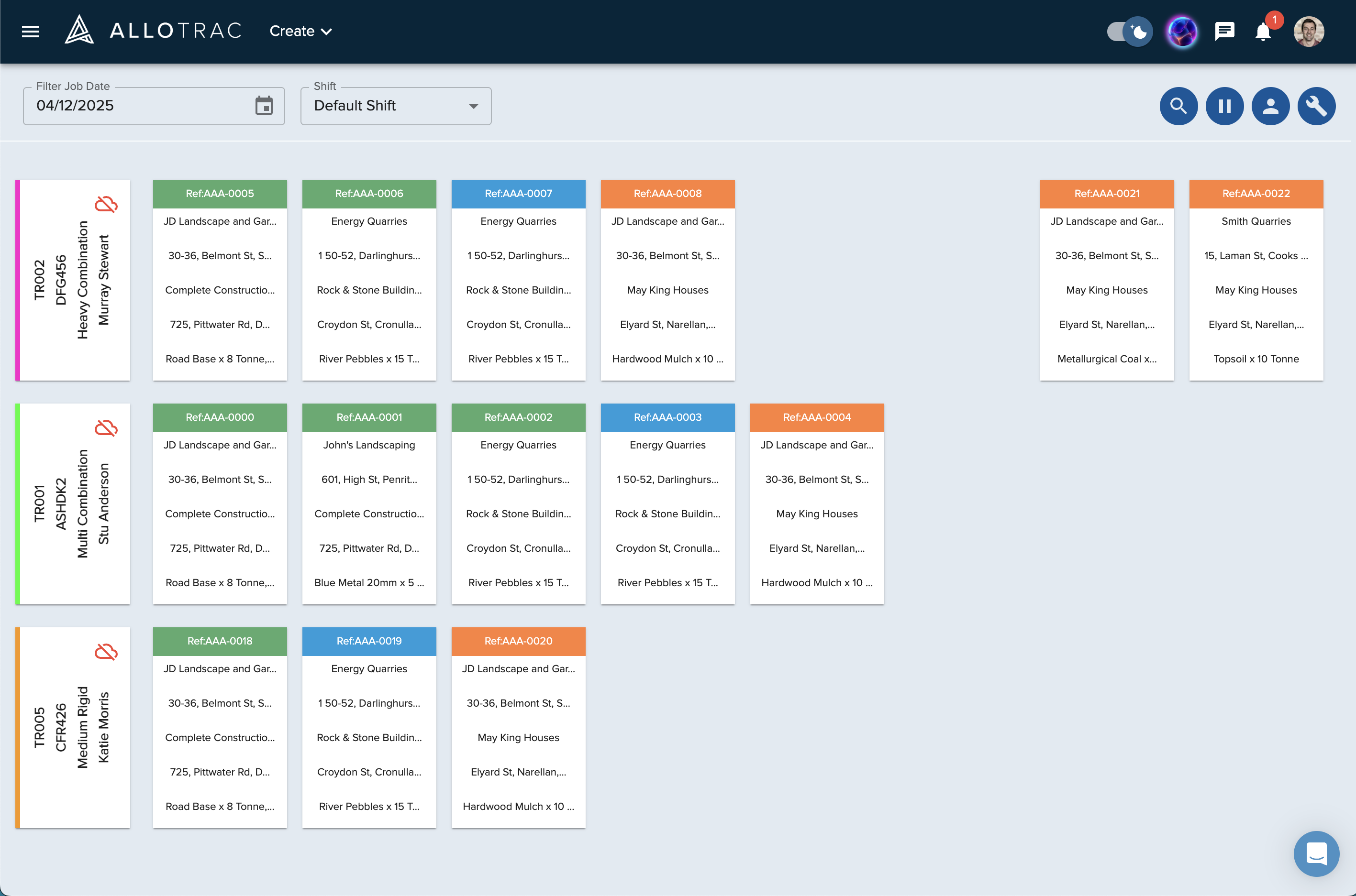 Allotrac's Allocation Screen